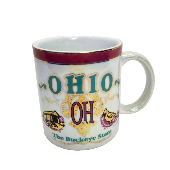 Vintage Ohio The Buckeye State Ceramic With Pearl Finish Coffee Mug - Picture 1 of 6